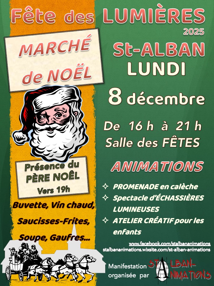 Marché de Noël le 8 décembre 2025 à Saint Alban de Roche (38)